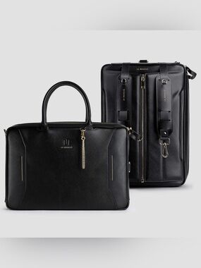 La Mansio Grand Black Saffiano Leather and Cork Bag